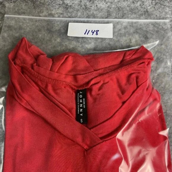 Made By Johnny Top Womens S Red Ruched Sides Oversized Casual Soft Modal - Picture 10 of 10